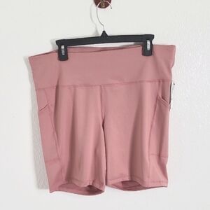 Ideology Performance Compression Shorts, Pink with Built-in Pockets, Sz 2X, NWT